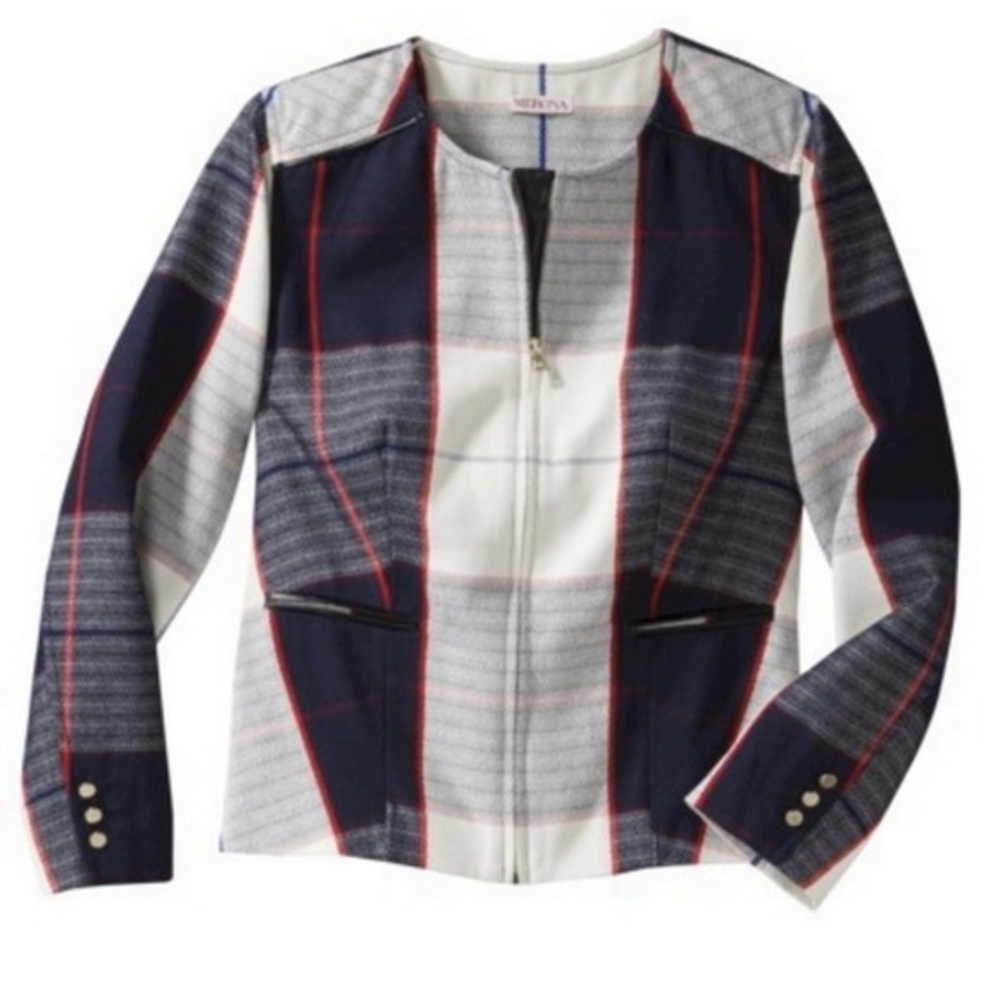 Merona Plaid Leather Accent Jacket